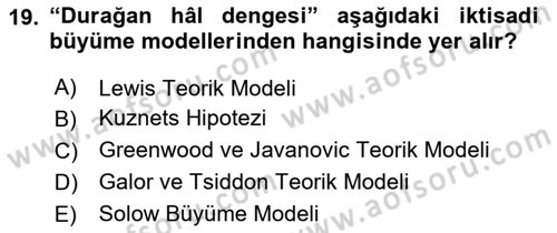 Gelir Dağılımı ve Yoksulluk Dersi 2025 - 2026 Yılı (Vize) Ara Sınav Soruları 19. Soru