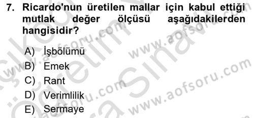 Gelir Dağılımı ve Yoksulluk Dersi 2025 - 2026 Yılı (Vize) Ara Sınav Soruları 7. Soru