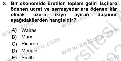 Gelir Dağılımı ve Yoksulluk Dersi 2025 - 2026 Yılı (Final) Dönem Sonu Sınav Soruları 3. Soru