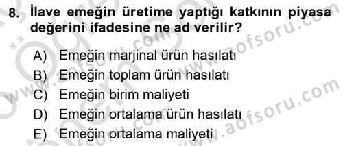 Gelir Dağılımı ve Yoksulluk Dersi 2025 - 2026 Yılı (Final) Dönem Sonu Sınav Soruları 8. Soru