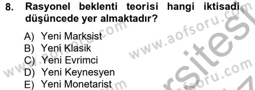 İstihdam ve İşsizlik Dersi 2012 - 2013 Yılı (Vize) Ara Sınav Soruları 8. Soru