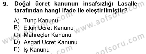 İstihdam ve İşsizlik Dersi 2012 - 2013 Yılı (Vize) Ara Sınav Soruları 9. Soru
