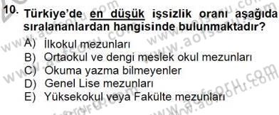 İstihdam ve İşsizlik Dersi 2012 - 2013 Yılı (Final) Dönem Sonu Sınav Soruları 10. Soru
