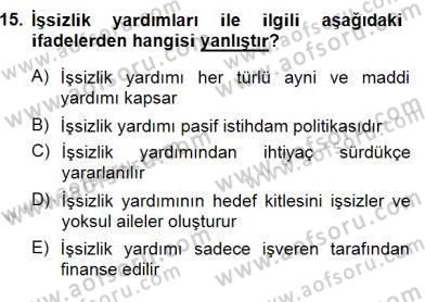 İstihdam ve İşsizlik Dersi 2012 - 2013 Yılı (Final) Dönem Sonu Sınav Soruları 15. Soru