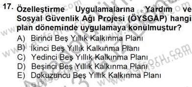 İstihdam ve İşsizlik Dersi 2012 - 2013 Yılı (Final) Dönem Sonu Sınav Soruları 17. Soru