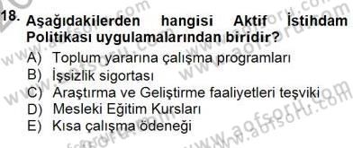 İstihdam ve İşsizlik Dersi 2012 - 2013 Yılı (Final) Dönem Sonu Sınav Soruları 18. Soru