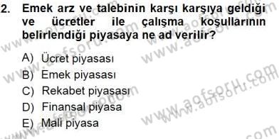İstihdam ve İşsizlik Dersi 2012 - 2013 Yılı (Final) Dönem Sonu Sınav Soruları 2. Soru