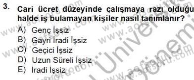 İstihdam ve İşsizlik Dersi 2012 - 2013 Yılı (Final) Dönem Sonu Sınav Soruları 3. Soru