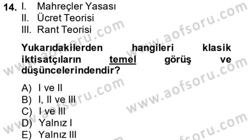 İstihdam ve İşsizlik Dersi 2013 - 2014 Yılı (Vize) Ara Sınav Soruları 14. Soru