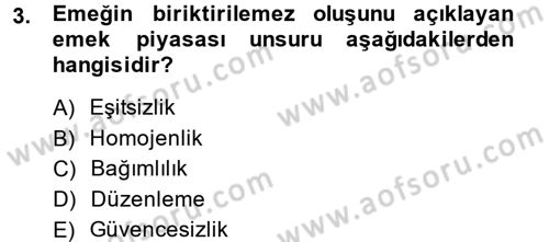 İstihdam ve İşsizlik Dersi 2013 - 2014 Yılı (Vize) Ara Sınav Soruları 3. Soru