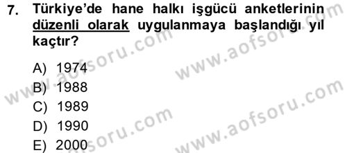 İstihdam ve İşsizlik Dersi 2013 - 2014 Yılı (Vize) Ara Sınav Soruları 7. Soru
