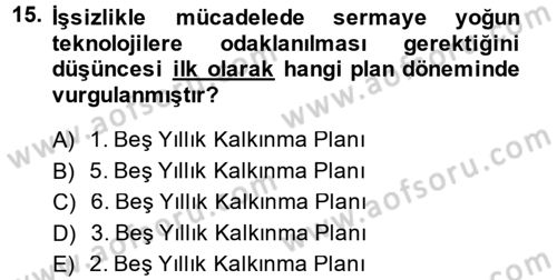 İstihdam ve İşsizlik Dersi 2013 - 2014 Yılı (Final) Dönem Sonu Sınav Soruları 15. Soru