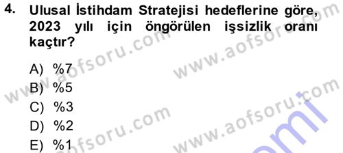 İstihdam ve İşsizlik Dersi 2013 - 2014 Yılı (Final) Dönem Sonu Sınav Soruları 4. Soru