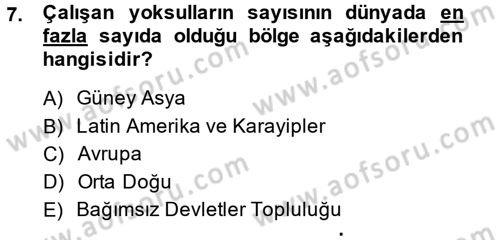 İstihdam ve İşsizlik Dersi 2013 - 2014 Yılı (Final) Dönem Sonu Sınav Soruları 7. Soru