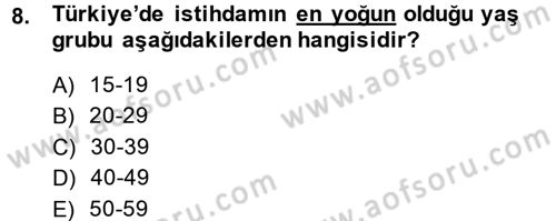 İstihdam ve İşsizlik Dersi 2013 - 2014 Yılı (Final) Dönem Sonu Sınav Soruları 8. Soru