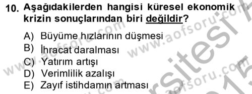 İstihdam ve İşsizlik Dersi 2014 - 2015 Yılı (Final) Dönem Sonu Sınavı 10. Soru