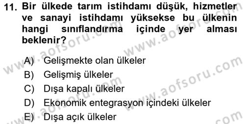 İstihdam ve İşsizlik Dersi 2015 - 2016 Yılı (Final) Dönem Sonu Sınav Soruları 11. Soru
