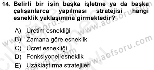 İstihdam ve İşsizlik Dersi 2016 - 2017 Yılı (Final) Dönem Sonu Sınav Soruları 14. Soru