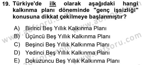 İstihdam ve İşsizlik Dersi 2016 - 2017 Yılı (Final) Dönem Sonu Sınav Soruları 19. Soru