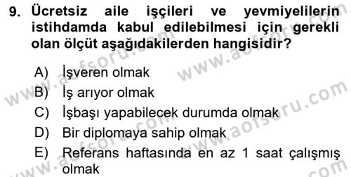 İstihdam ve İşsizlik Dersi 2016 - 2017 Yılı (Final) Dönem Sonu Sınav Soruları 9. Soru