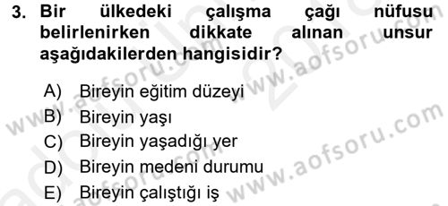 İstihdam ve İşsizlik Dersi 2017 - 2018 Yılı 3 Ders Sınav Soruları 3. Soru
