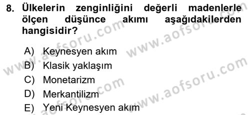 İstihdam ve İşsizlik Dersi 2017 - 2018 Yılı (Vize) Ara Sınav Soruları 8. Soru