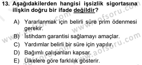 İstihdam ve İşsizlik Dersi 2017 - 2018 Yılı (Final) Dönem Sonu Sınav Soruları 13. Soru