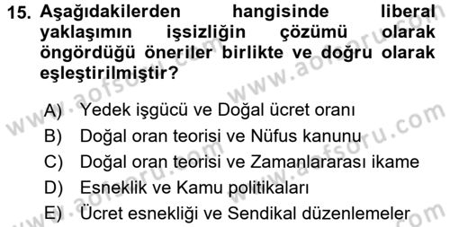İstihdam ve İşsizlik Dersi 2017 - 2018 Yılı (Final) Dönem Sonu Sınav Soruları 15. Soru