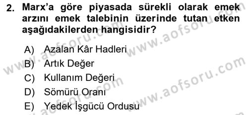 İstihdam ve İşsizlik Dersi Ara Sınavı Deneme Sınav Soruları 2. Soru