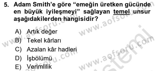 İstihdam ve İşsizlik Dersi Ara Sınavı Deneme Sınav Soruları 5. Soru