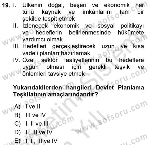 İstihdam ve İşsizlik Dersi 2022 - 2023 Yılı Yaz Okulu Sınav Soruları 19. Soru