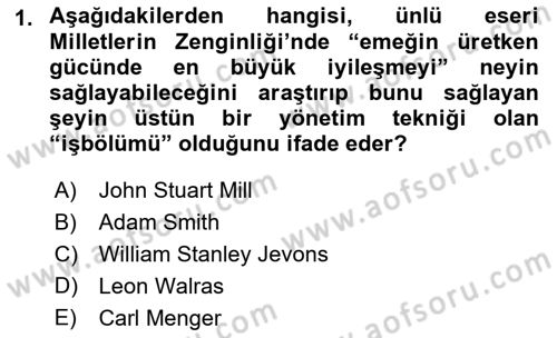İstihdam ve İşsizlik Dersi Ara Sınavı Deneme Sınav Soruları 1. Soru