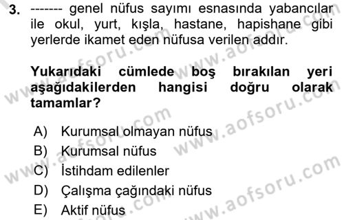 İstihdam ve İşsizlik Dersi Ara Sınavı Deneme Sınav Soruları 3. Soru