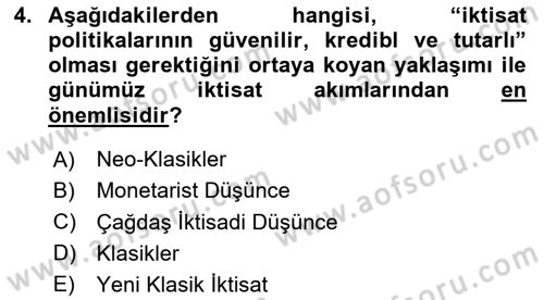 İstihdam ve İşsizlik Dersi 2024 - 2025 Yılı (Vize) Ara Sınav Soruları 4. Soru