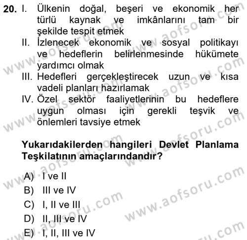 İstihdam ve İşsizlik Dersi 2024 - 2025 Yılı (Final) Dönem Sonu Sınav Soruları 20. Soru
