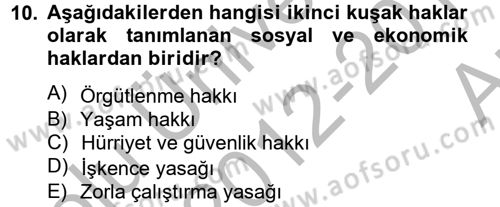 Sendikacılık Dersi 2012 - 2013 Yılı (Vize) Ara Sınav Soruları 10. Soru