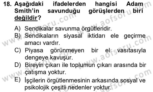 Sendikacılık Dersi 2012 - 2013 Yılı (Vize) Ara Sınav Soruları 18. Soru