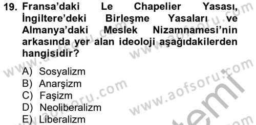 Sendikacılık Dersi 2012 - 2013 Yılı (Vize) Ara Sınav Soruları 19. Soru