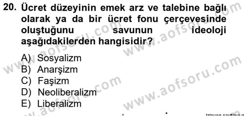Sendikacılık Dersi 2012 - 2013 Yılı (Vize) Ara Sınav Soruları 20. Soru