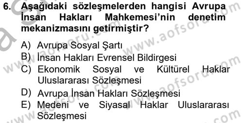 Sendikacılık Dersi 2012 - 2013 Yılı (Vize) Ara Sınav Soruları 6. Soru