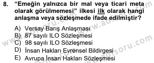 Sendikacılık Dersi 2012 - 2013 Yılı (Vize) Ara Sınav Soruları 8. Soru
