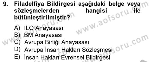 Sendikacılık Dersi 2012 - 2013 Yılı (Vize) Ara Sınav Soruları 9. Soru