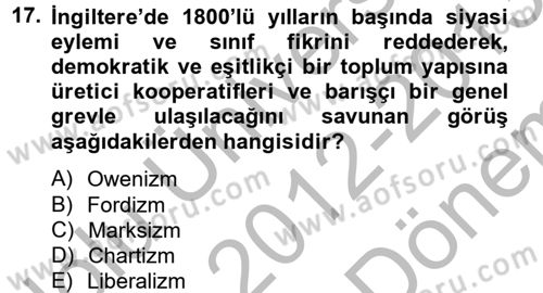 Sendikacılık Dersi 2012 - 2013 Yılı (Final) Dönem Sonu Sınav Soruları 17. Soru
