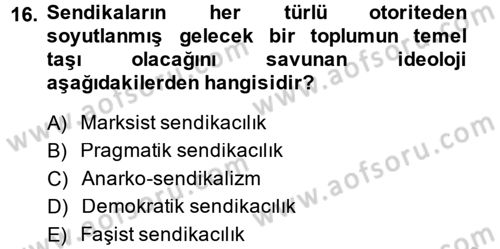 Sendikacılık Dersi 2013 - 2014 Yılı (Vize) Ara Sınav Soruları 16. Soru
