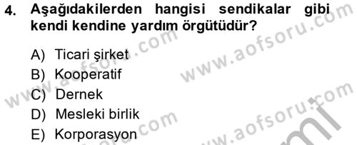 Sendikacılık Dersi 2013 - 2014 Yılı (Vize) Ara Sınav Soruları 4. Soru