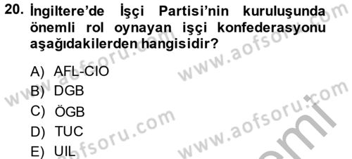Sendikacılık Dersi 2013 - 2014 Yılı (Final) Dönem Sonu Sınav Soruları 20. Soru