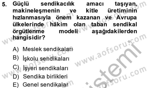 Sendikacılık Dersi 2013 - 2014 Yılı (Final) Dönem Sonu Sınav Soruları 5. Soru