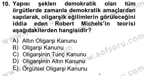 Sendikacılık Dersi 2013 - 2014 Yılı Tek Ders Sınav Soruları 10. Soru