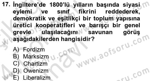 Sendikacılık Dersi 2013 - 2014 Yılı Tek Ders Sınav Soruları 17. Soru