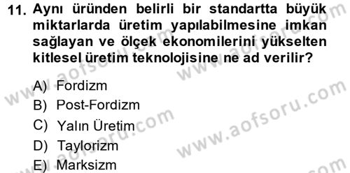 Sendikacılık Dersi 2014 - 2015 Yılı (Vize) Ara Sınav Soruları 11. Soru